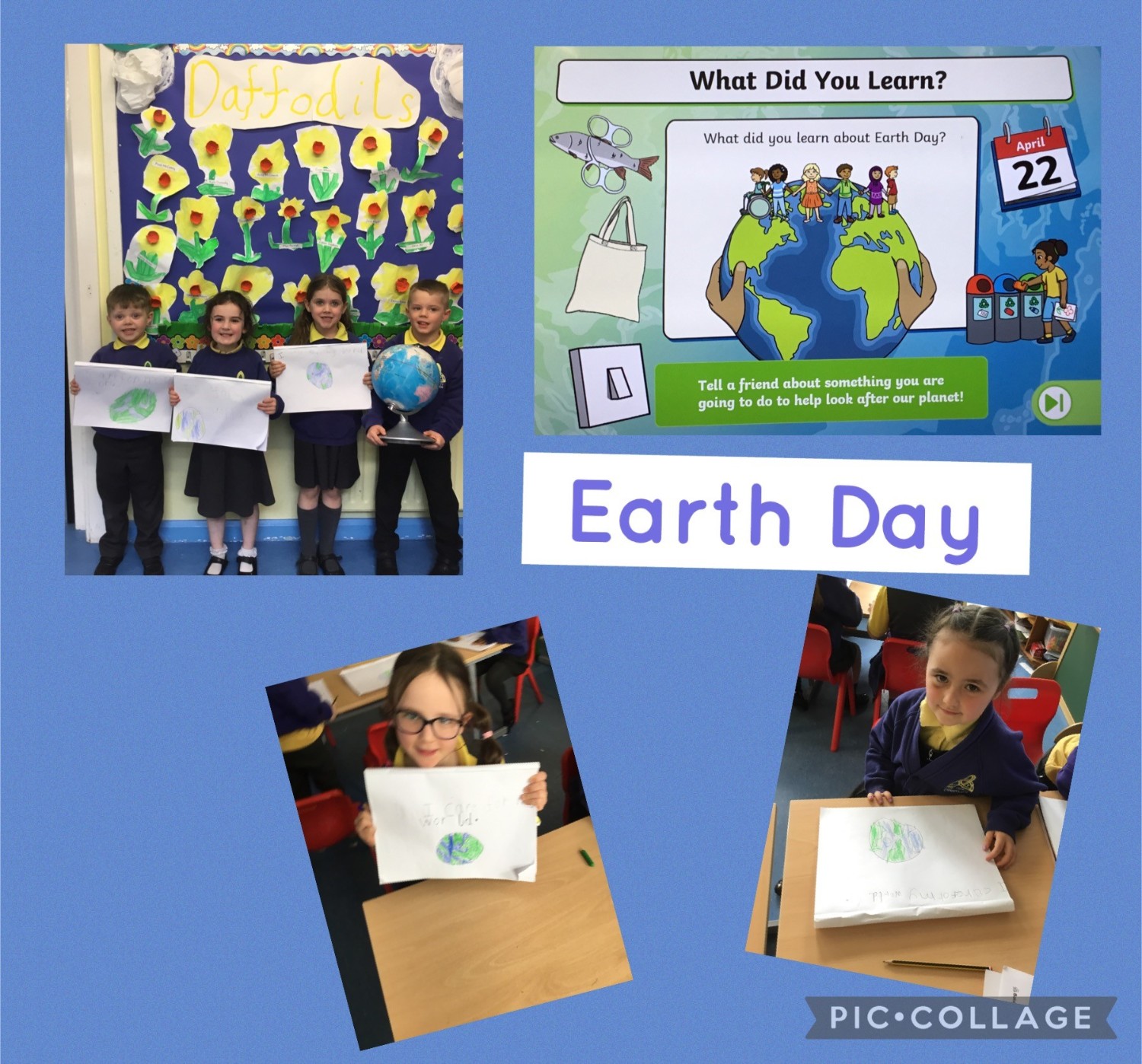 Primary 1 classes discussed how we can all look after the Earth.  Children watched a PowerPoint and then drew the world in their books.