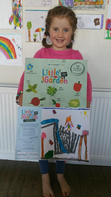 Fia entered the M&S design your own garden competition and won. She was given 80 seedlings as her prize and has shared them with her neighbours.. 