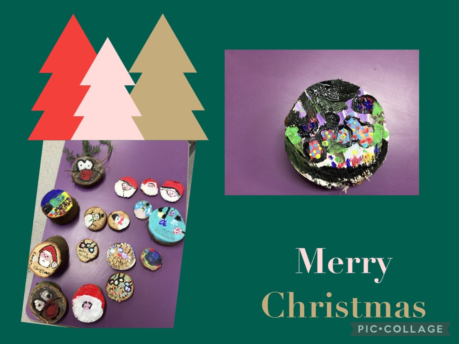 We used leftover log slices to make beautiful decorations for our homes.