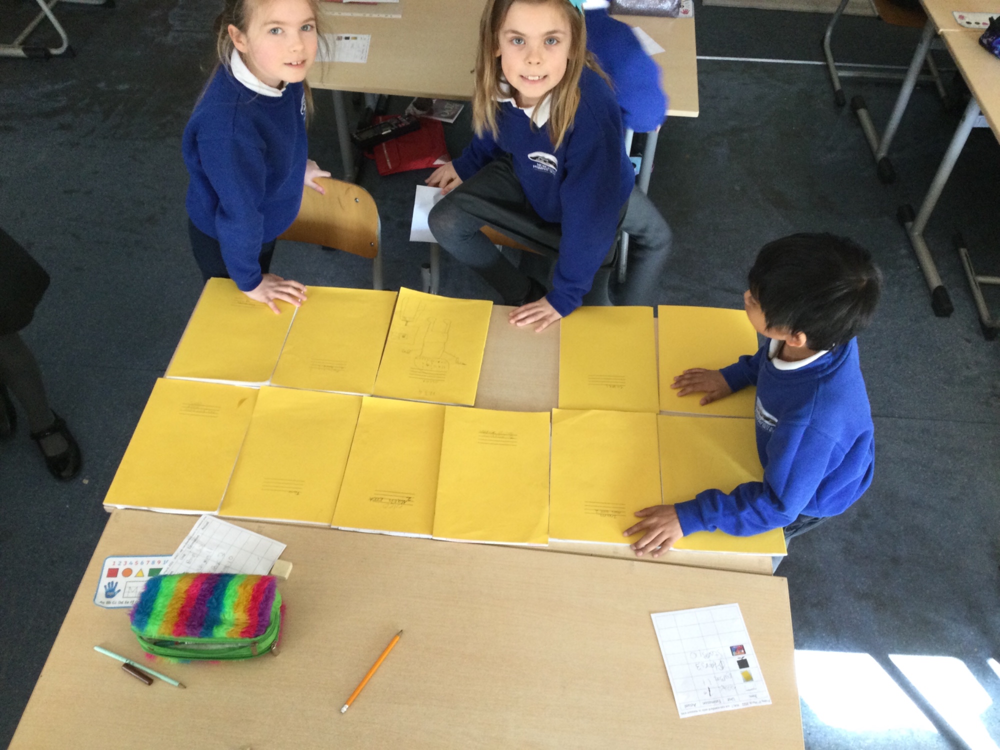 Using non-standard units to find the area of items in our classroom.