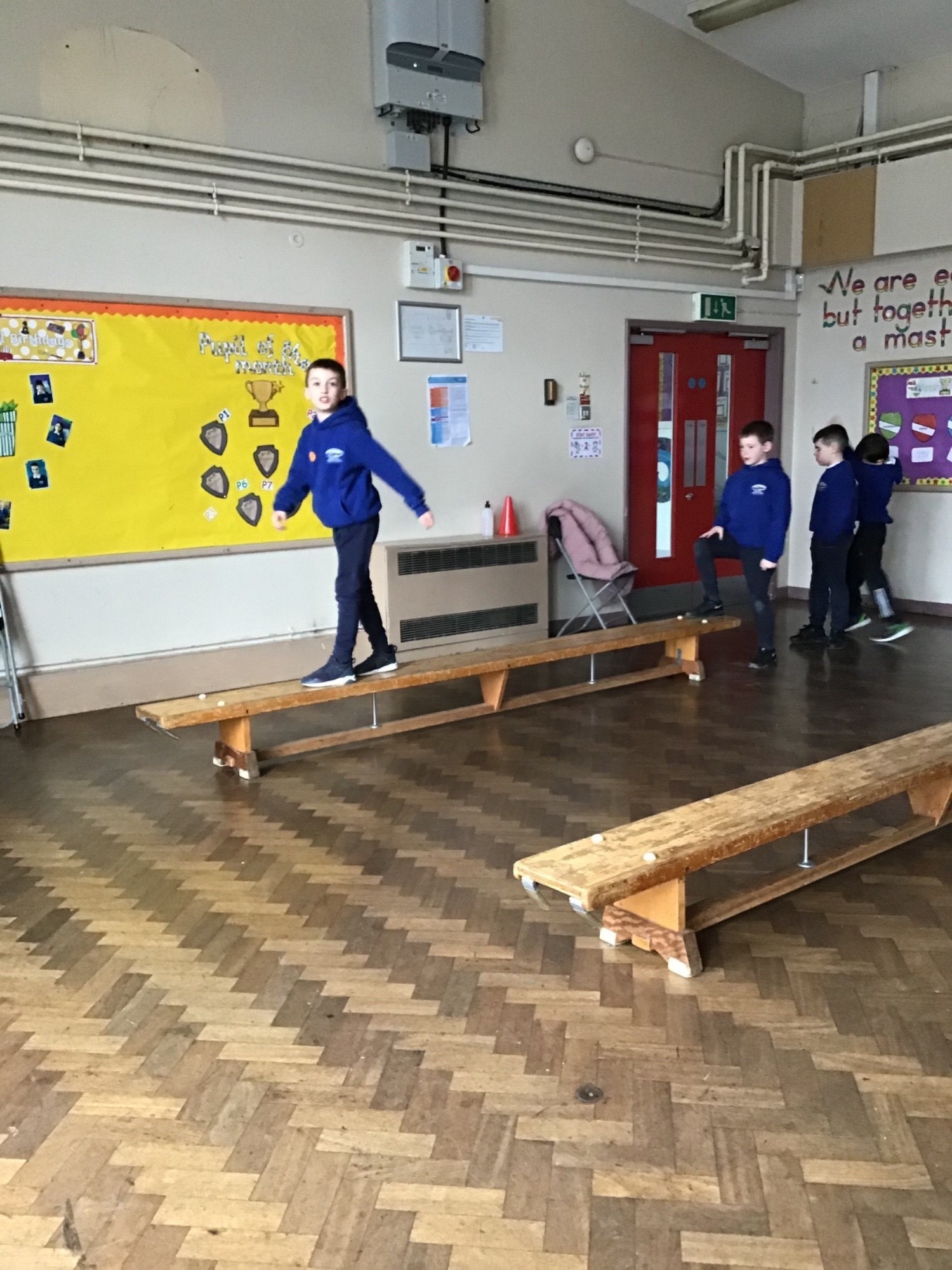Turning benches into gymnastic beams!