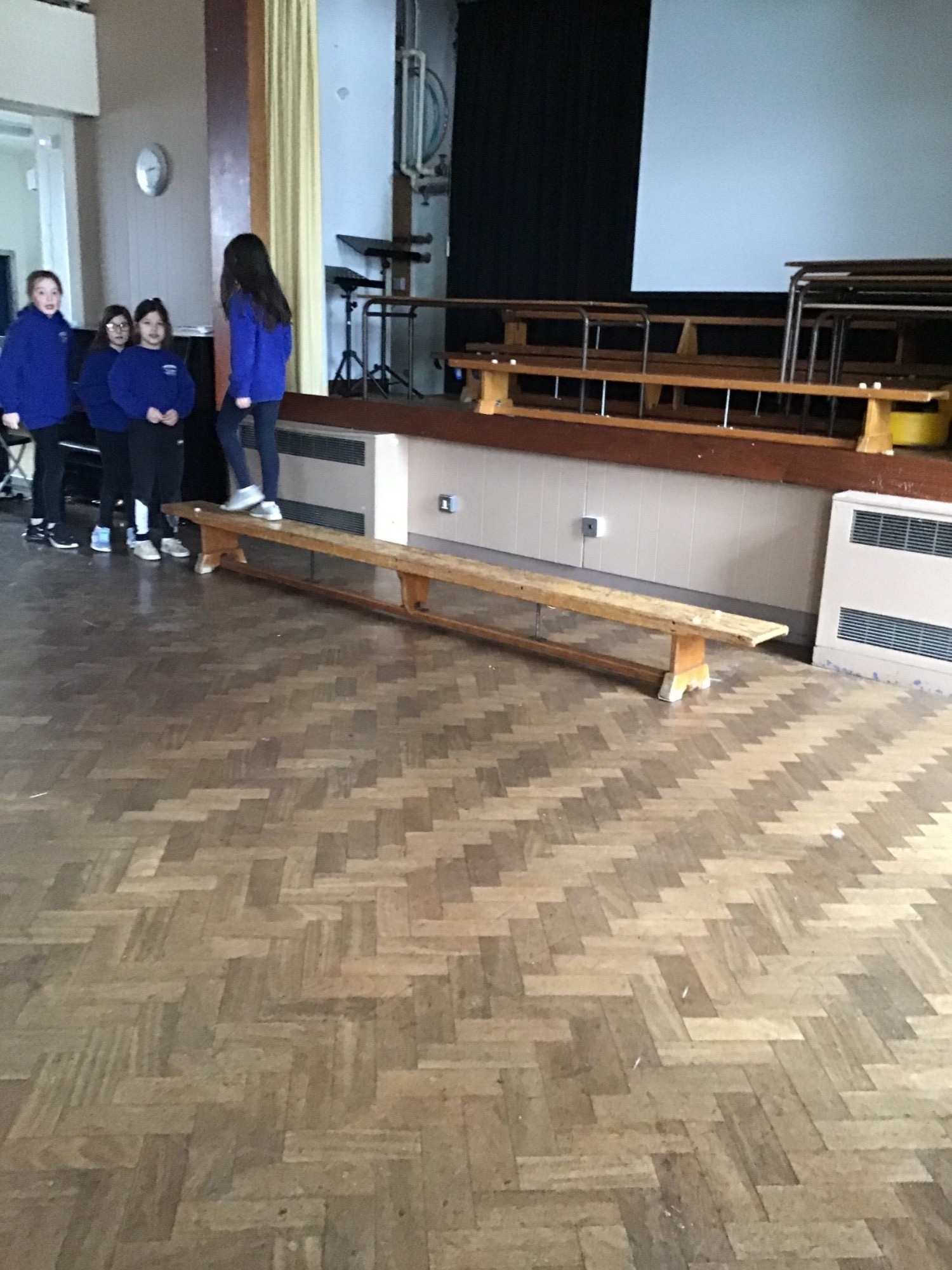 Turning benches into gymnastic beams!