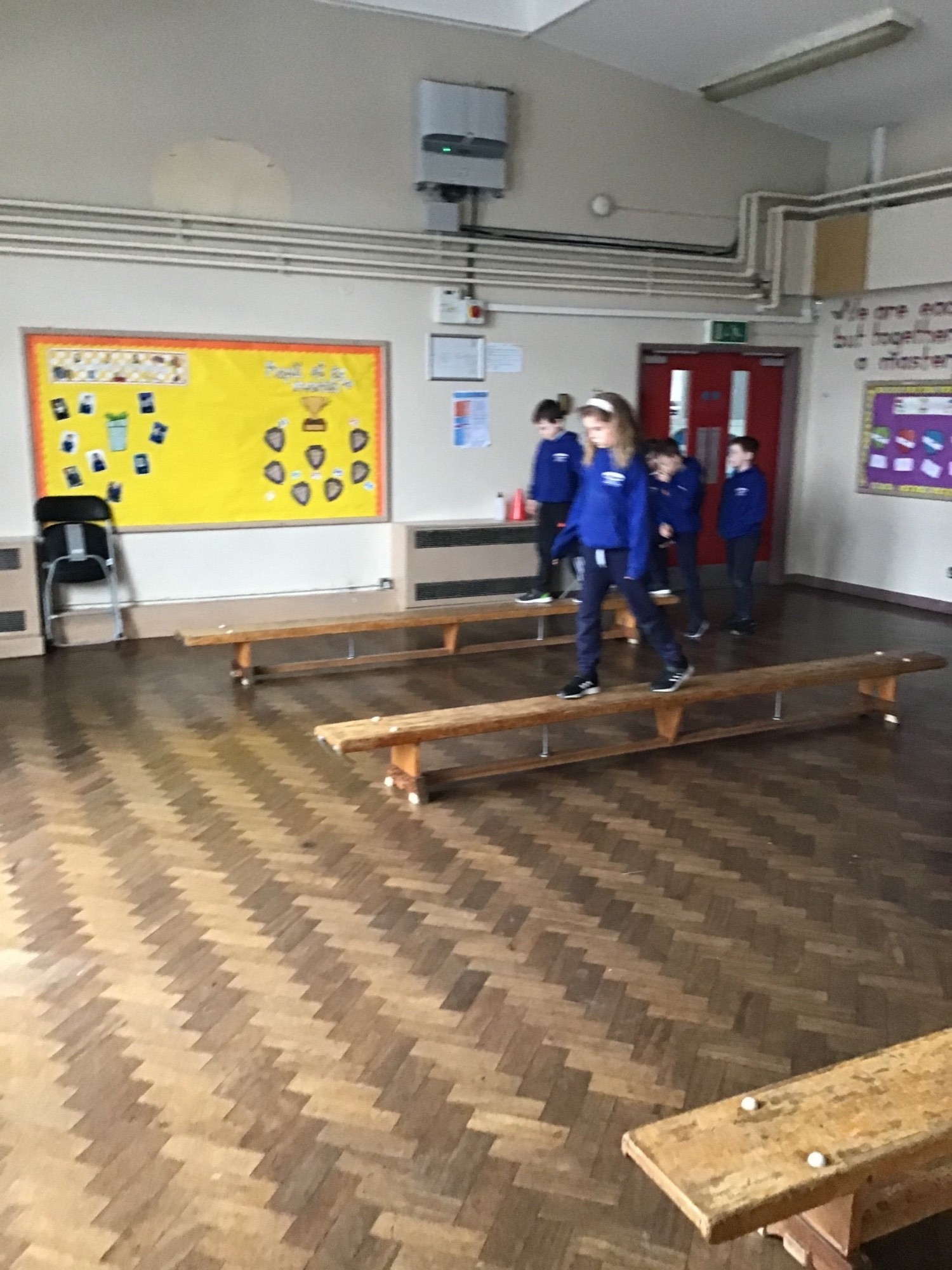 Turning benches into gymnastic beams!