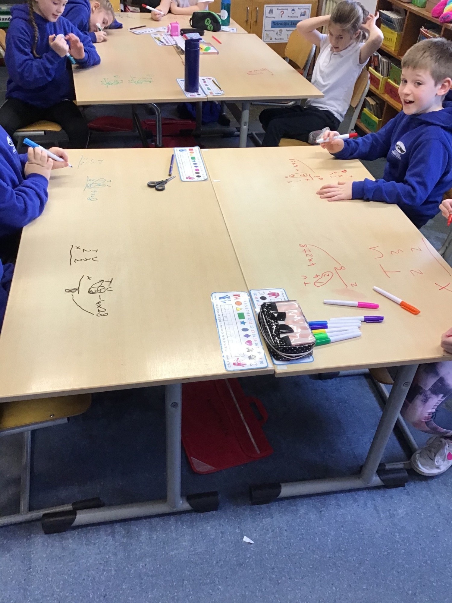 P4 love it when they can do their Maths on tables!