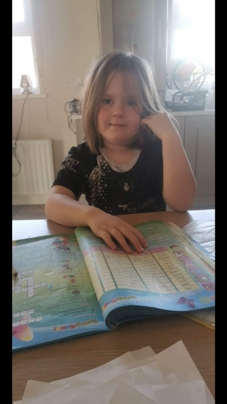 Niamh P3 working super hard on her spellings.
