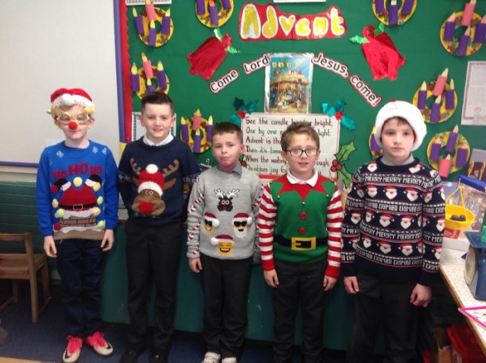 Did Rudolph or the elf push poor old Santa head first down the chimney?