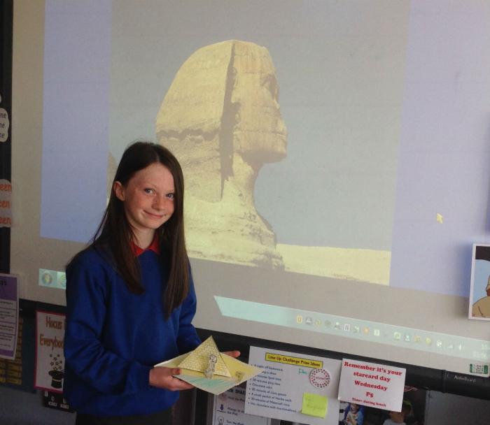 Sarah made her pyramid out of card and her careful drawing of the brickwork was fantastic!