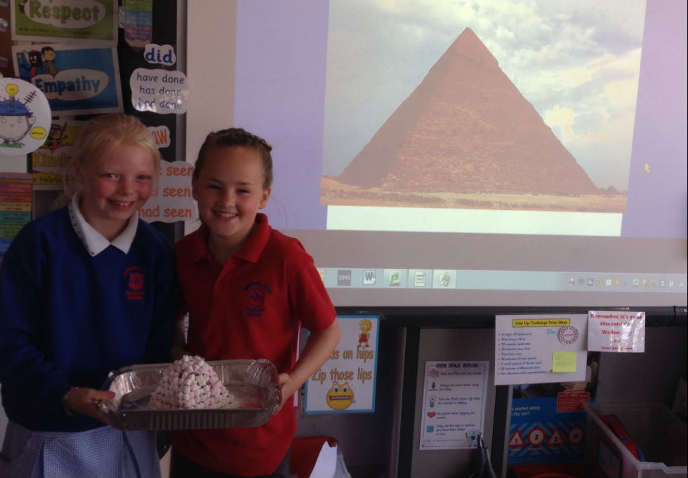 Zara-Leigh and Madison used mini-marshmallows to create a delicious pyramid!