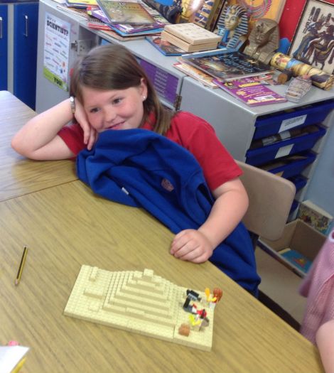 Connie made her pyramid out of Lego! It even had Lego figures!