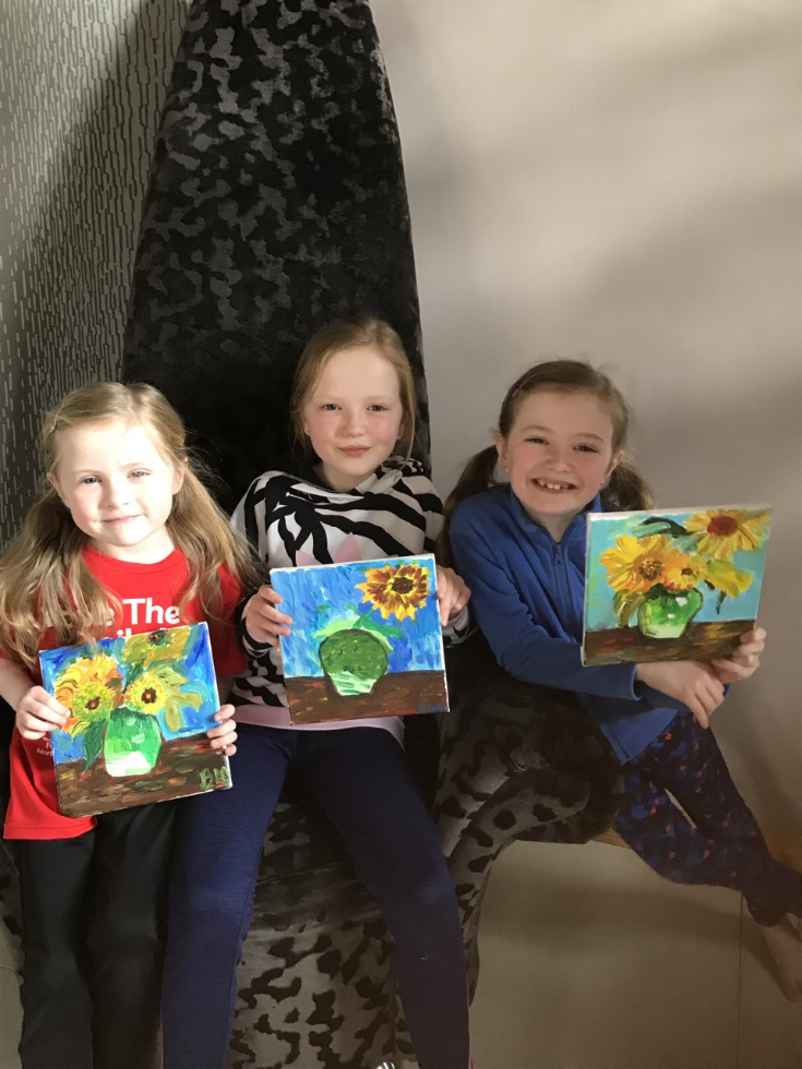 Girls we love your sunflowers in the style of Van Gogh.