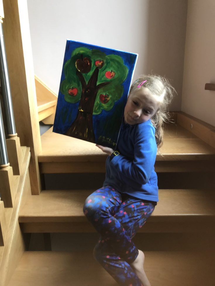 We love your Spring apple tree. Keep up the great home learning!