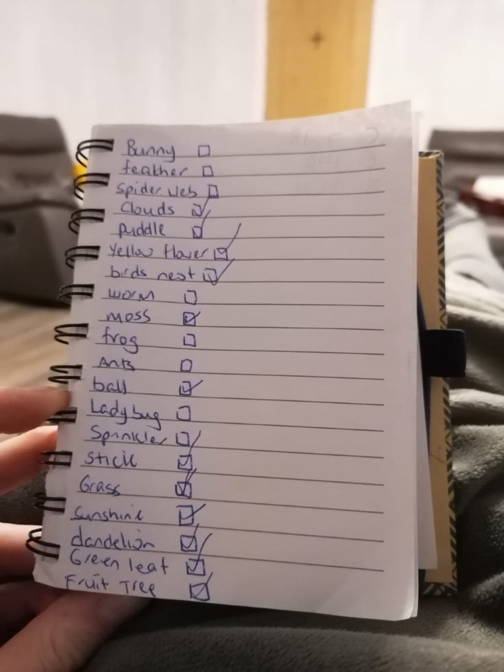 Write in a list and mark them off as you search. A clever way to work. Great problem solving.