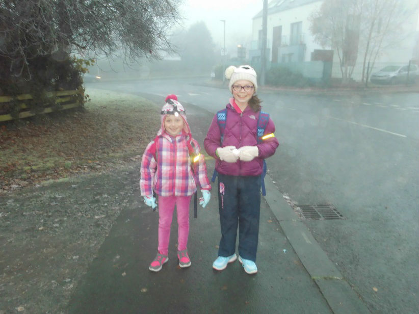 Walking to school on 'Ditch the Dark Day'