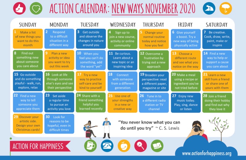 ACTION FOR HAPPINESS CALENDAR NOVEMBER