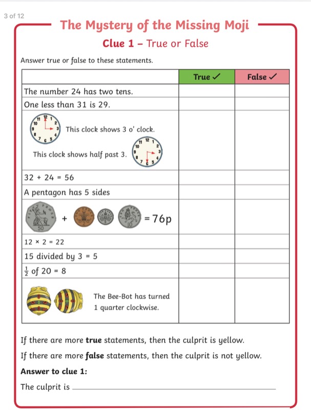 problem solving ks1 worksheets