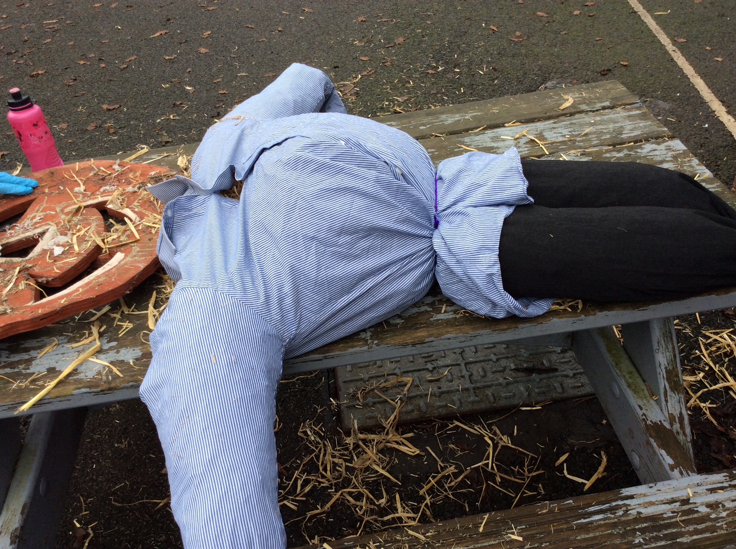 Mr. Scarecrow is full of straw.