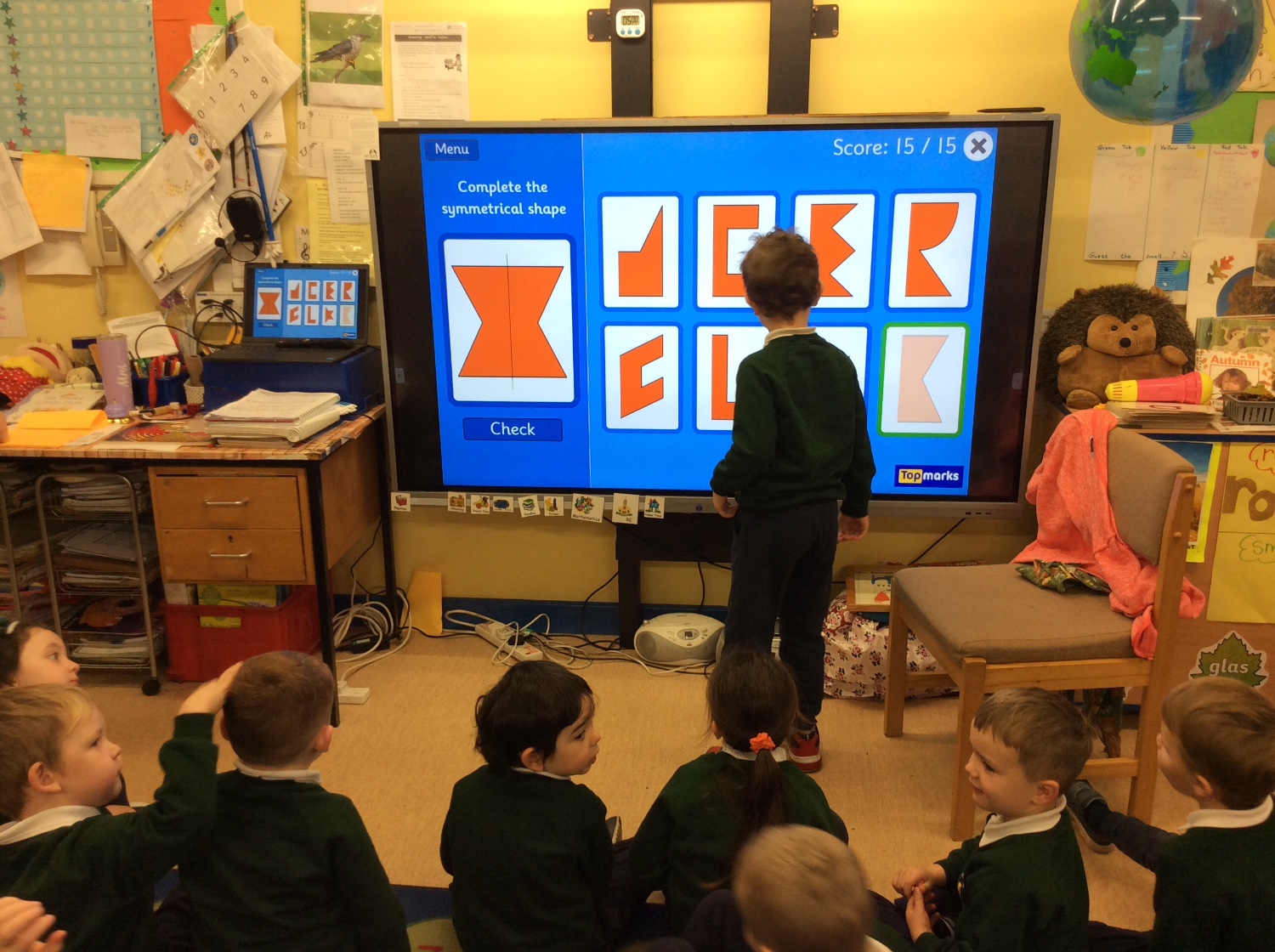 We play a Symmetry shape game.