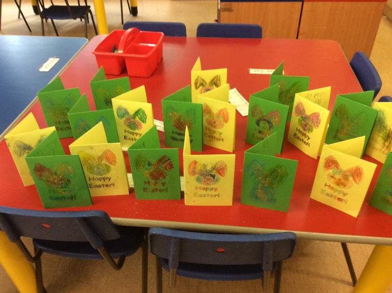 We made Easter cards for our families.