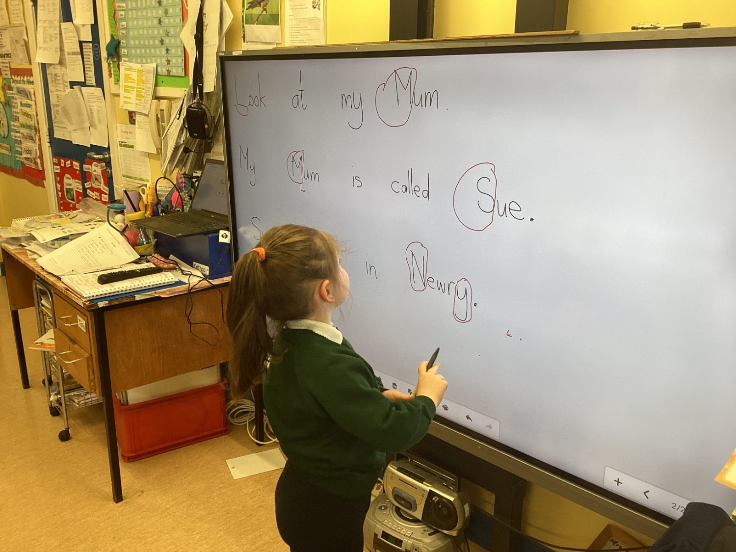 I look for Capital letters.