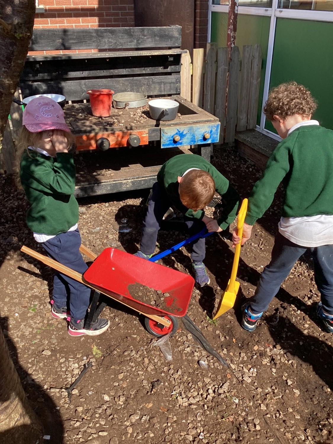 We love working as a team outdoors.