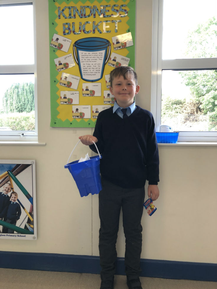 6th September 2019 - Our first winner from the kindness bucket is our new P6 pupil Matthew McAllister. Matthew was nominated by another pupil for being kind when he brought in mars bar buns for all of his new classmates this week.