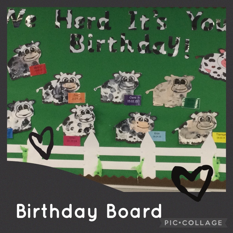 Birthday board art, ‘We Herd it was your Birthday.'