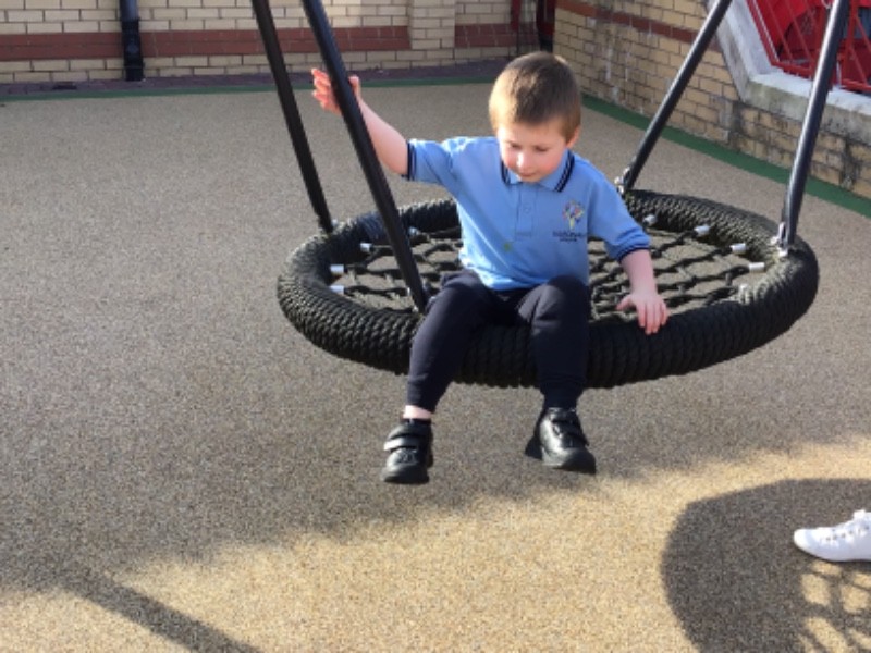 The swing provides pupils with movement and can be a great motivator to promote communication, for seeking more of the experience.