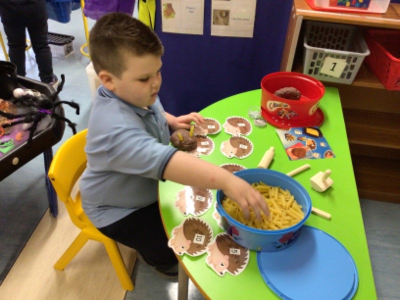 Excellent numeracy and fine motor skills by giving the hedgehogs their spikes at the play dough area.