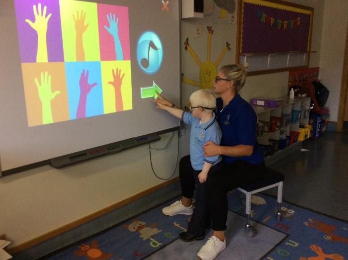 I'm making choices using the IWB.