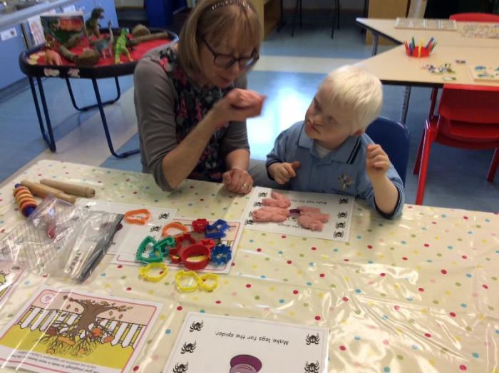 Great communication work at the playdough table!