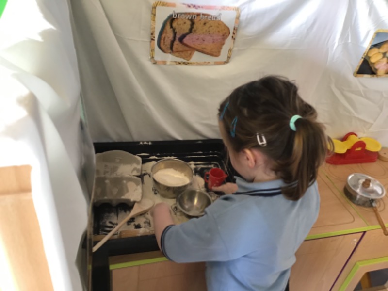 Baking some bread to help the little red hen.