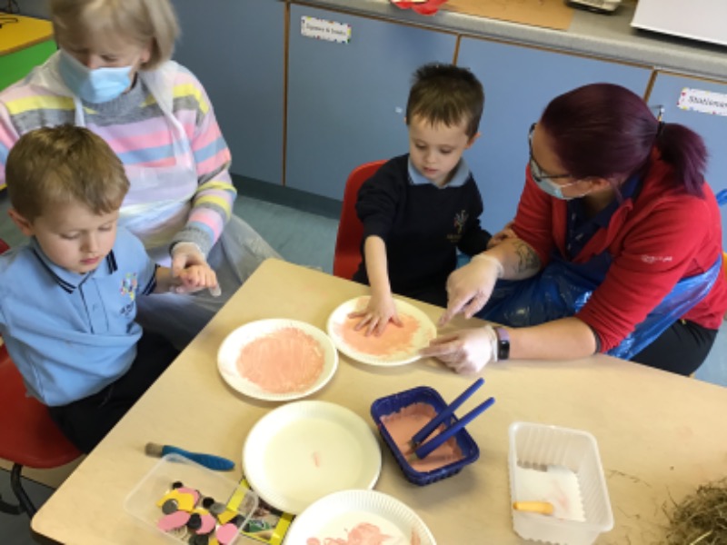 We are making scarecrows to scare away the birds.