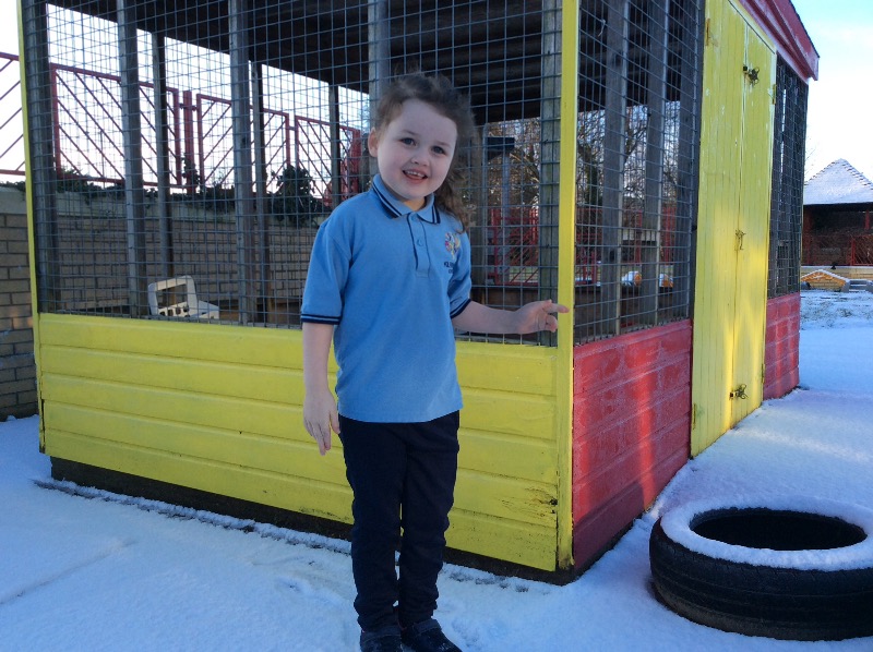 We quickly ran outside to gather some snow to bring into our classroom.