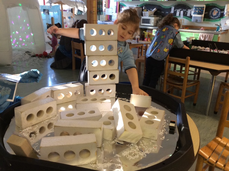 We used our white blocks to make an igloo.