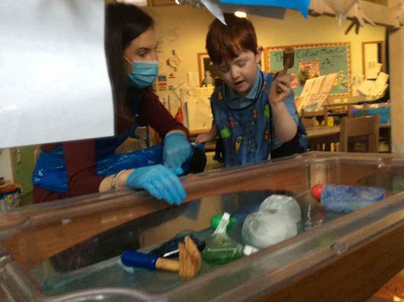 Can you spot some Arctic animals in the ice? We used our hammers to save the animals.