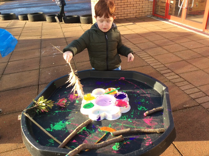 We used natural materials to make marks.