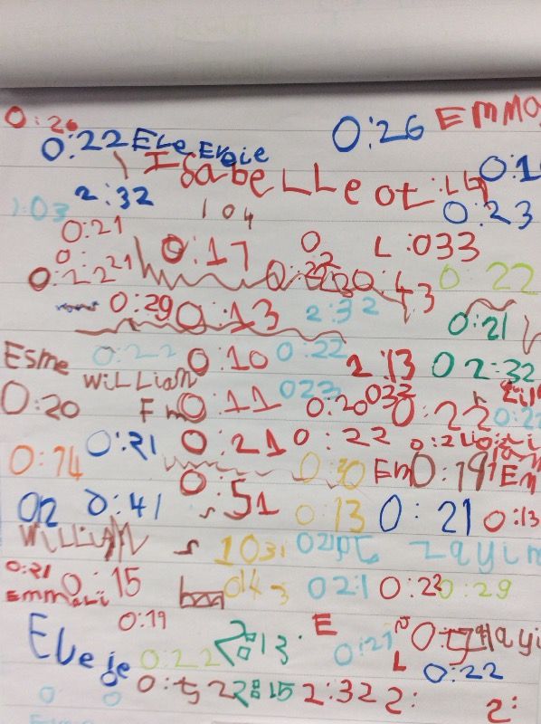 Recording how long it took us to read the tricky words