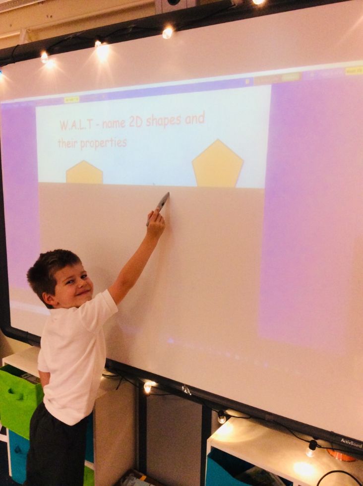 We can develop our knowledge of shape using the Interactive Whiteboard.