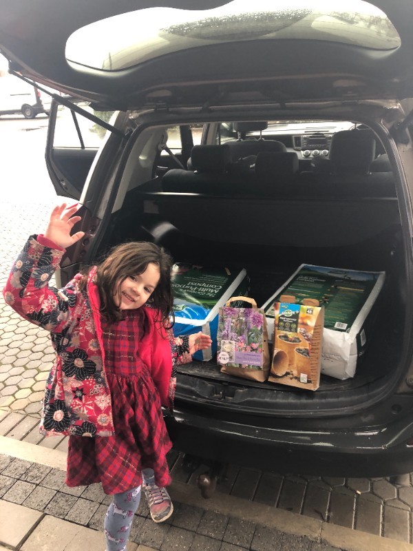 Car full of supplies for our garden!