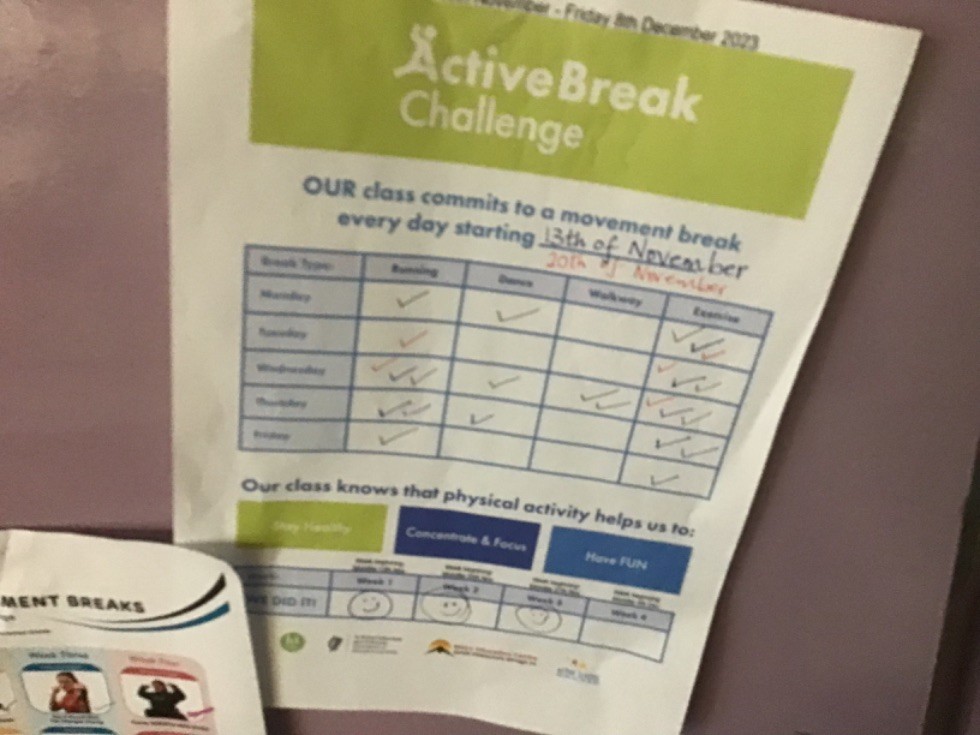 Active Break Everyday Challenge Charts