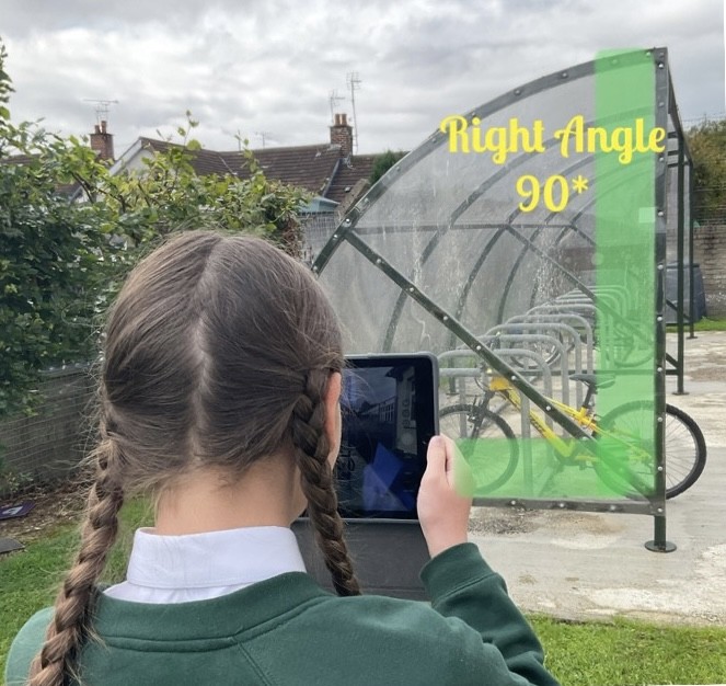 Investigating angles in our school environment, capturing their image and then using 'MarkUp' on the iPad to annotate and describe the size of each angle