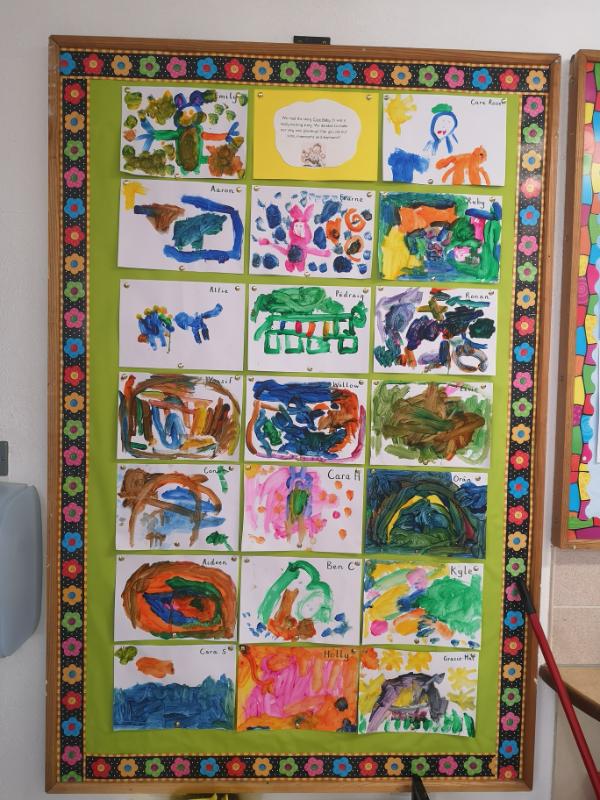 Cave Baby paintings inspired by the story 'Cave Baby'