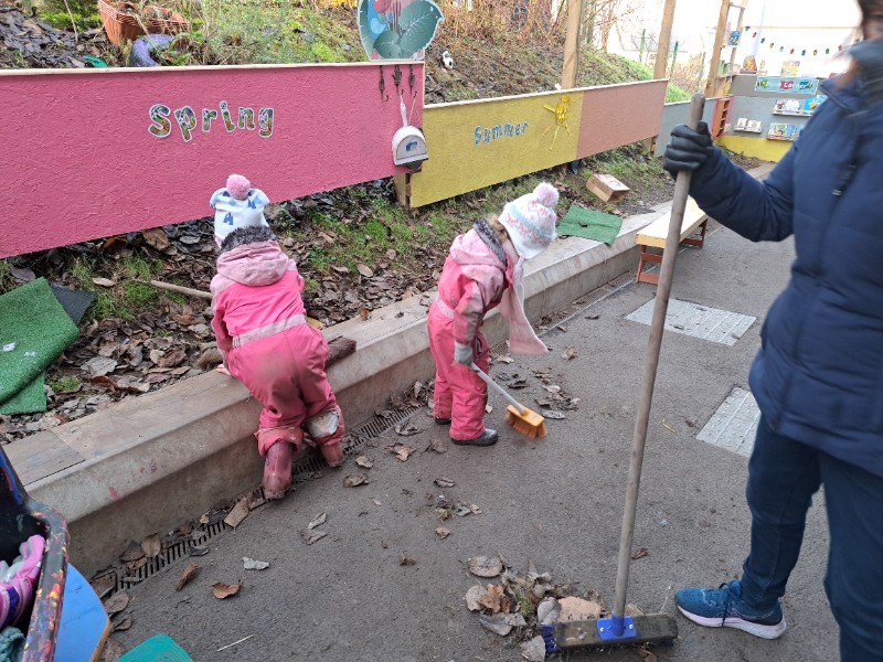 Tidying our outdoor classroom