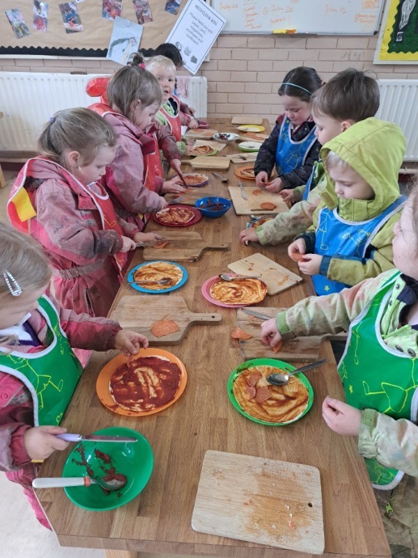 making pizza
