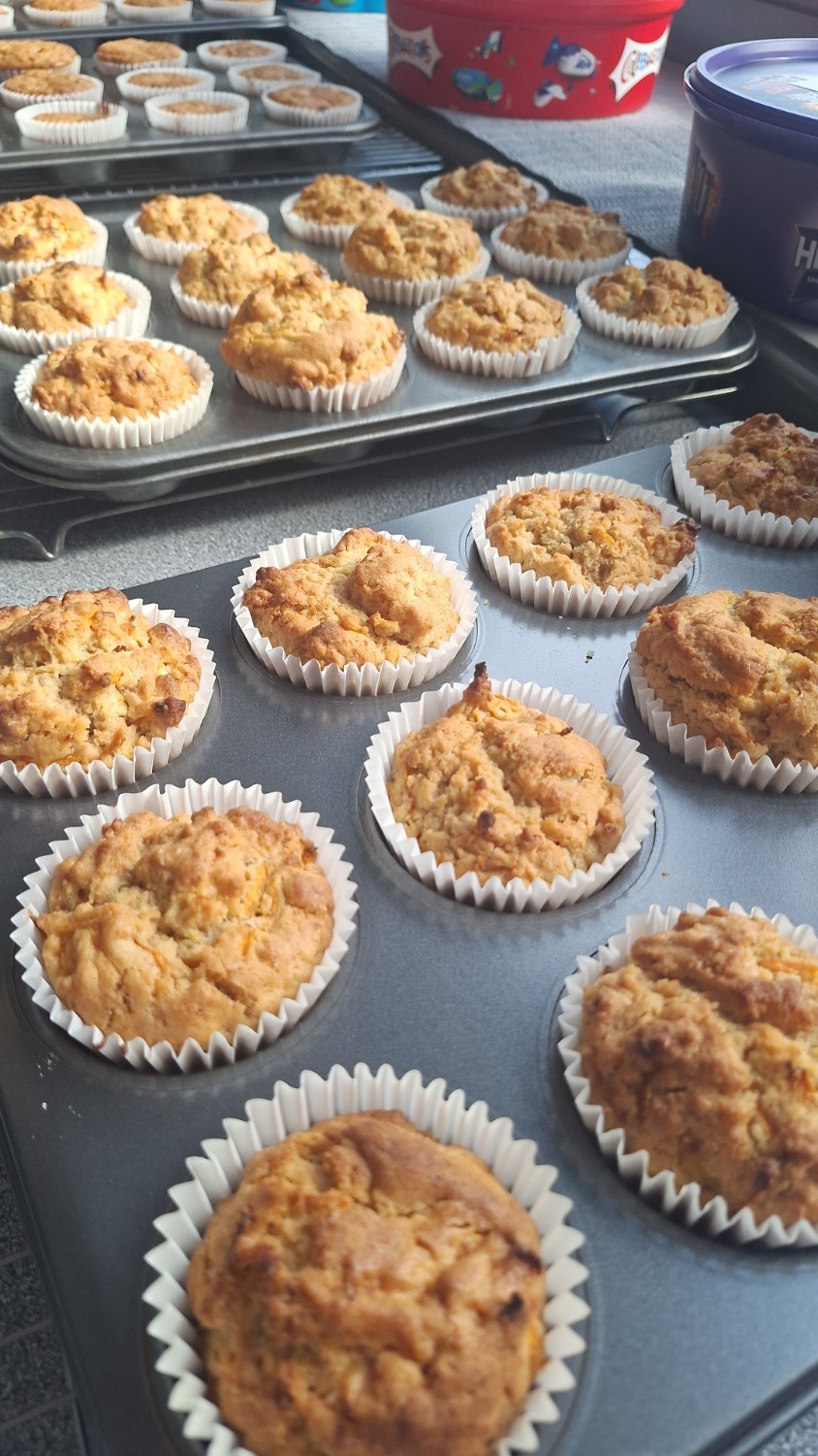 Carrot and orange muffins, fresh out of the oven!