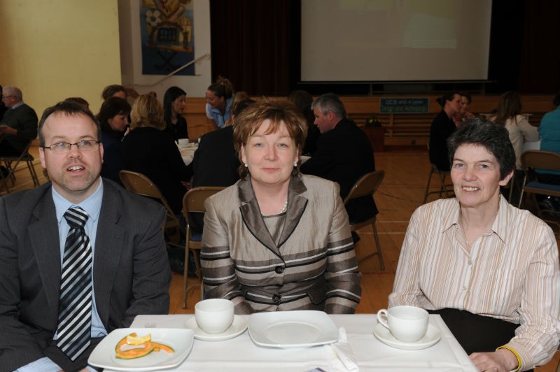 Mr Gareth Duffy (Parent-Teacher Association), Mrs Nuala McGarvey (Principal of St Francis of Assisi P S, Keady) and Mrs Lily Clifford (Head of English) at the official opening the new Sixth Form Centre at St Patrick's High School, Keady.