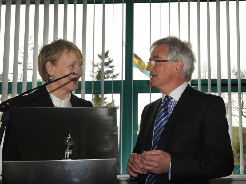 Ms Pat McGuckian, pictured with Mr Pat McAleavey at the recent opening of Ionad an tSolais
