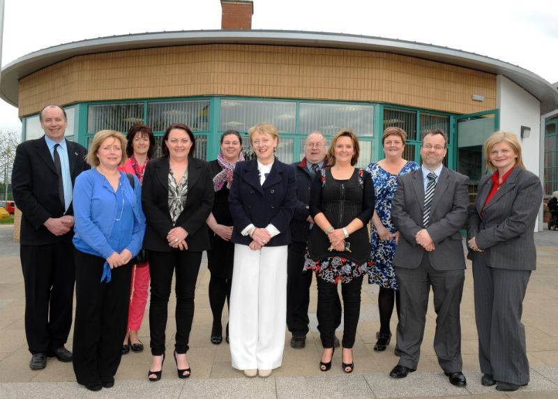 Ms Pat McGuckian pictured with Assistant Principals, Mr Charlie McConville and Mrs Kelley McKenna and members of the newly formed Parent-Teacher Association.