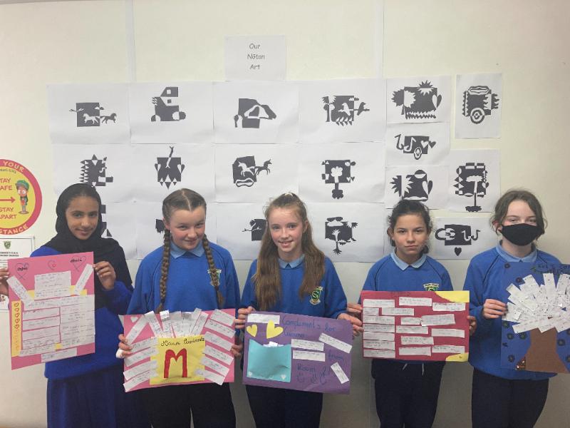 Ghala, Nicole, Gemma, Iga and Eve with their compliment collages.