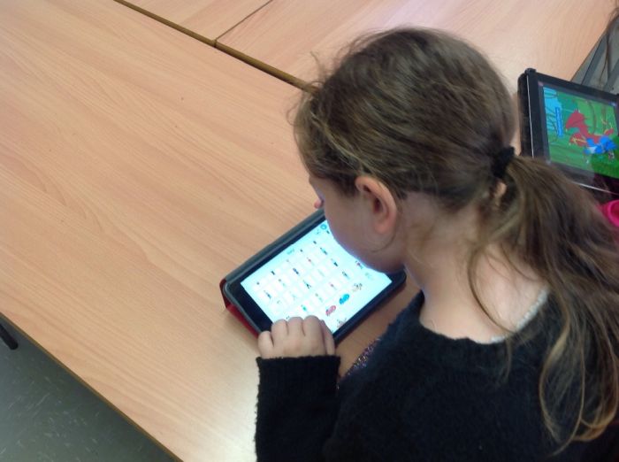 Ellen working hard to program her characters